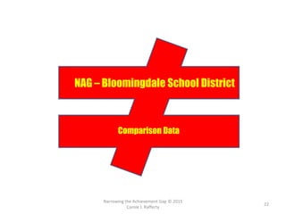 Narrowing the Achievement Gap © 2015
Carole J. Rafferty
22
NAG – Bloomingdale School District
Comparison Data
 