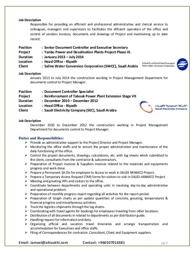document control specialist job description