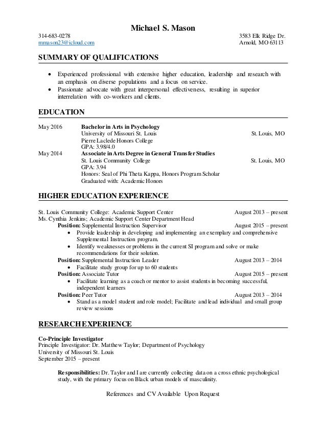 resume on one page