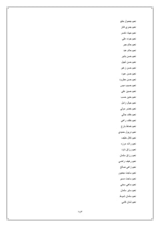 143
‫حليو‬ ‫جعمول‬ ‫نعيم‬
‫جمري‬ ‫نعيم‬‫فائز‬
‫ناصر‬ ‫جهاد‬ ‫نعيم‬
‫علي‬ ‫جوده‬ ‫نعيم‬
‫جبر‬ ‫حاتم‬ ‫نعيم‬
‫عبد‬ ‫حاتم‬ ‫نعيم‬
‫بشير‬ ‫حسن‬ ‫نعيم‬
‫ثجيل‬ ‫حسن‬ ‫نعيم‬
‫زغير‬ ‫حسن‬ ‫نعيم‬
‫عبود‬ ‫حسن‬ ‫نعيم‬
‫مطرود‬ ‫حسن‬ ‫نعيم‬
‫ميس‬ ‫حسيب‬ ‫نعيم‬
‫علي‬ ‫حسين‬ ‫نعيم‬
‫حسب‬ ‫حنين‬ ‫نعيم‬
‫زامل‬ ‫حيال‬ ‫نعيم‬
‫مولي‬ ‫خضر‬ ‫نعيم‬
‫جالي‬ ‫خلف‬ ‫نعيم‬
‫راهي‬ ‫خلف‬ ‫نعيم‬
‫بارح‬ ‫خماط‬ ‫نعيم‬
‫دريو‬ ‫نعيم‬‫حميدي‬ ‫ل‬
‫خليف‬ ‫ذفال‬ ‫نعيم‬
‫مرزه‬ ‫راشد‬ ‫نعيم‬
‫داود‬ ‫رزاق‬ ‫نعيم‬
‫سلمان‬ ‫رزاق‬ ‫نعيم‬
‫راضي‬ ‫رهيف‬ ‫نعيم‬
‫صالح‬ ‫زاهي‬ ‫نعيم‬
‫جخيور‬ ‫ساجت‬ ‫نعيم‬
‫مسير‬ ‫ساجت‬ ‫نعيم‬
‫سخي‬ ‫ساهي‬ ‫نعيم‬
‫سلمان‬ ‫ساير‬ ‫نعيم‬
‫شبوط‬ ‫سلمان‬ ‫نعيم‬
‫كشي‬ ‫شنان‬ ‫نعيم‬
 