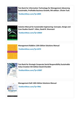 Comprehensive Solutions Manual for Sustainable Facility Management by ...