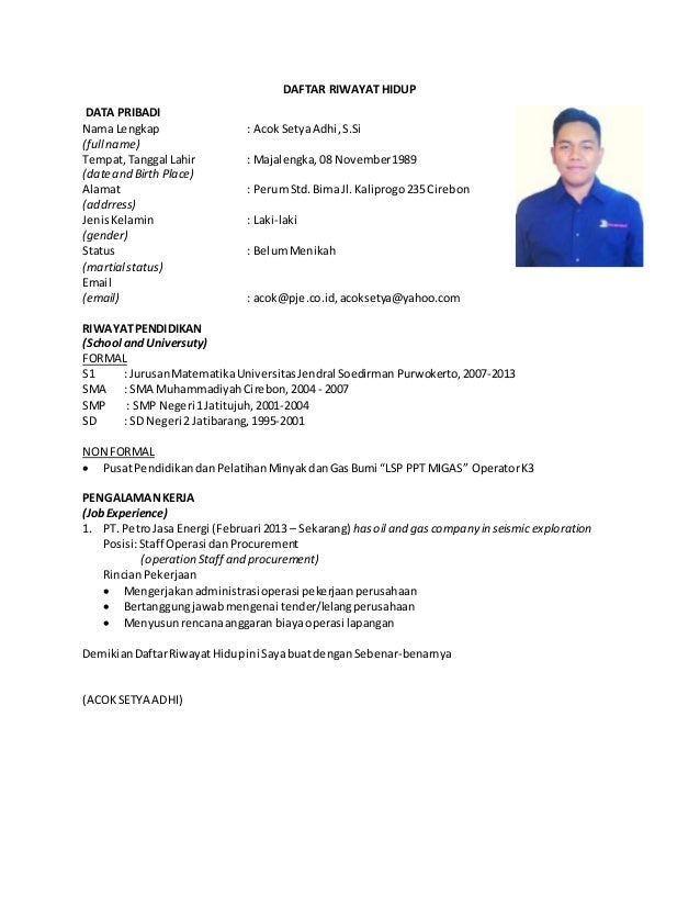 DAFTAR RIWAYAT HIDUP ACOK DAFTAR RIWAYAT HIDUP ACOK