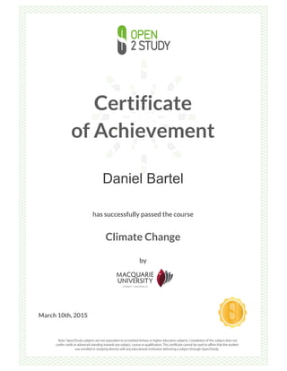 150310 - Certificate of Achievement - Climate Change