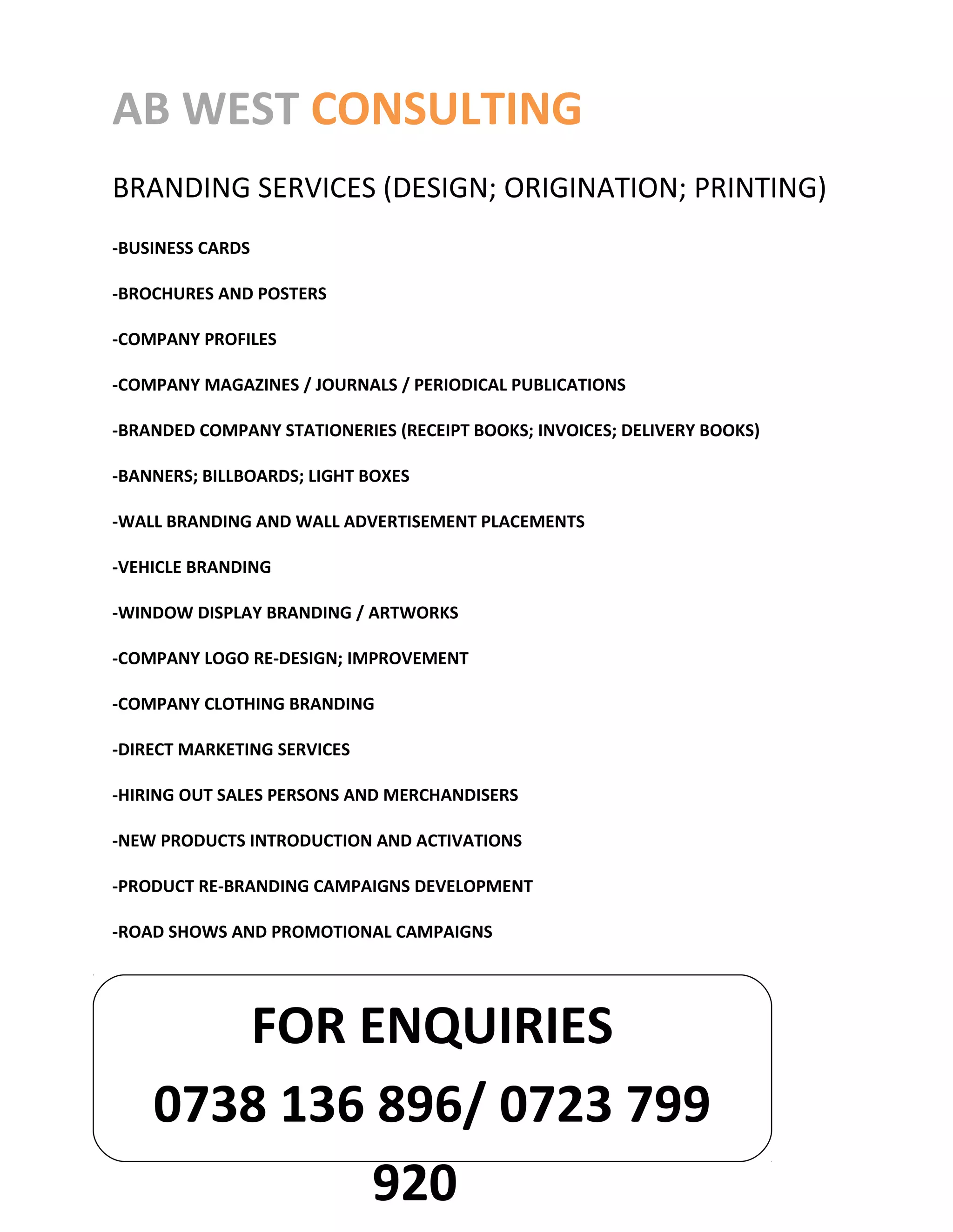 BRANDING SERVICES A3 POSTER PDF
