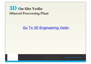 3D On-Site Vedio
Mineral Processing Plant
Beijing HOT Mining Technology Co Ltd
Go To 3D Engineering Vedio
 