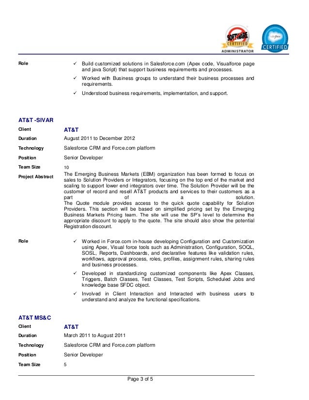 certified developer resume