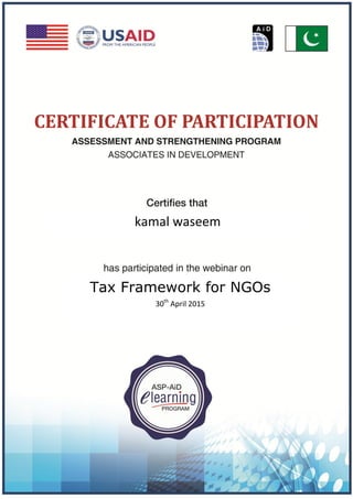 Tax Framework for NGOs
30th
April 2015
kamal waseem
 