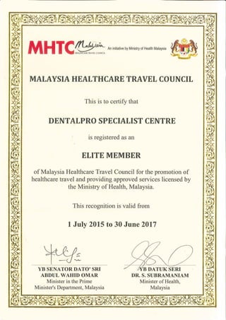 MHTC Elite Member Certificate