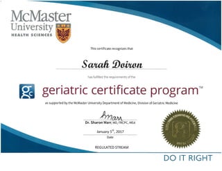 Geriatric Certificate Program January 2017