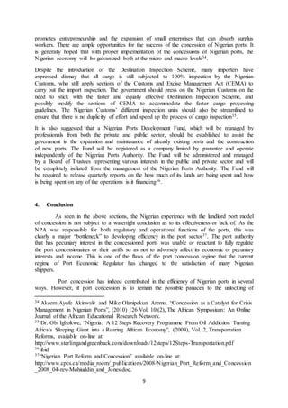 AN APPRAISAL OF PORT CONCESSIONS IN NIGERIA AND ITS ROLE IN ACHIEVING ...