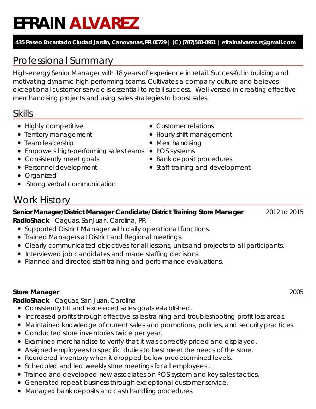 professional summary skills work history efrain alvarez 435 paseo encantado ciudad jardin canovanas - Skills For Resume Manager Craft Store professional summary skills work history efrain alvarez 435 paseo encantado ciudad jardin canovanas - Skills For Resume Manager Craft Store