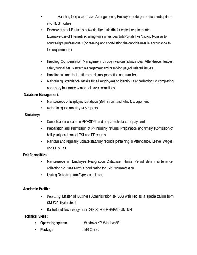 lakshmi hr resume