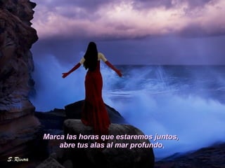 Marca las horas que estaremos juntos,  abre tus alas al mar profundo , 