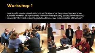 Workshop 1Workshop 1Workshop 1
How should remote participants in a performance, be they co-performers or an
audience membe...