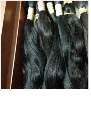 Deep black color. Low luster hair. Natural coarse ponytails. Remy Cuticles.