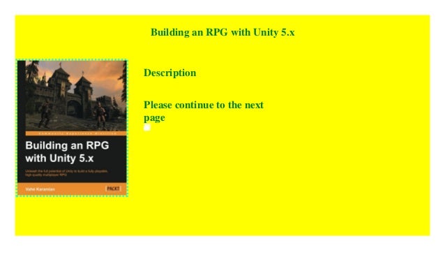 Building An Rpg With Unity 5 X 2018 Pdf