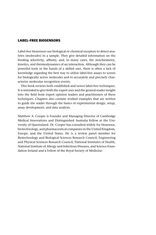 Label free biosensors techniques and applications 1st Edition Matthew A ...