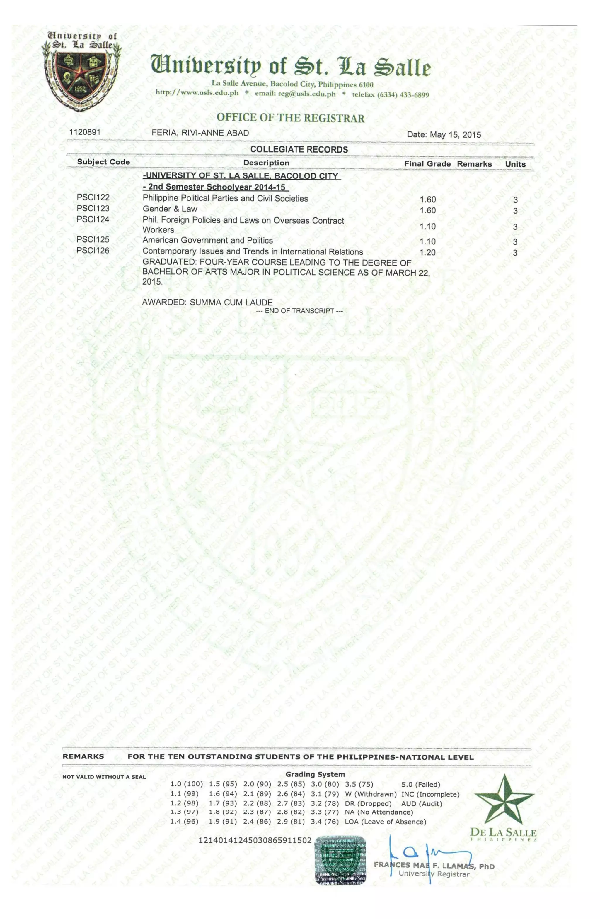 Transcript of Records