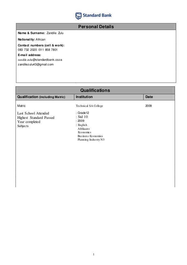Rethabile Standard Bank Template Mazet