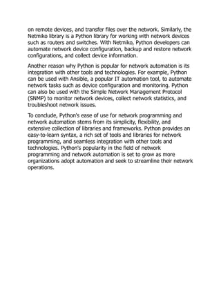 Mastering Python Network Automation Tim Peters | PDF