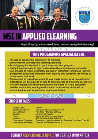 MSc Applied eLearning Flyer 2016-17
