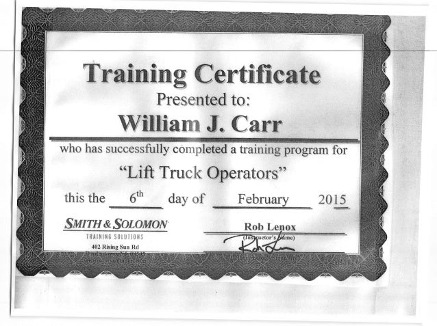 Forklift Certificate Trainer William Carr