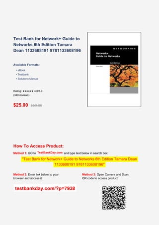 Comprehensive Test Bank for Network+ Guide to Networks 6th Edition by ...