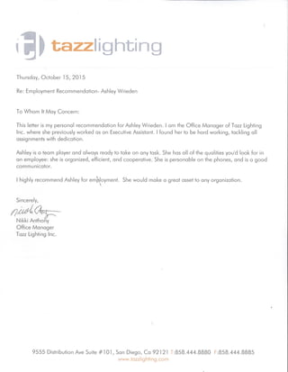 Letter of Rec. Tazz