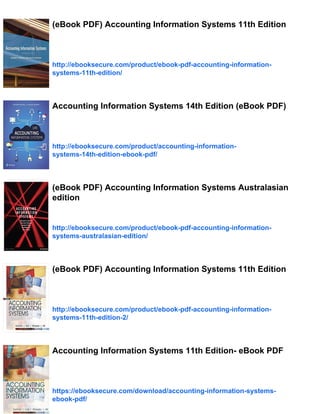 (eBook PDF) Accounting Information Systems 9th Edition | PDF