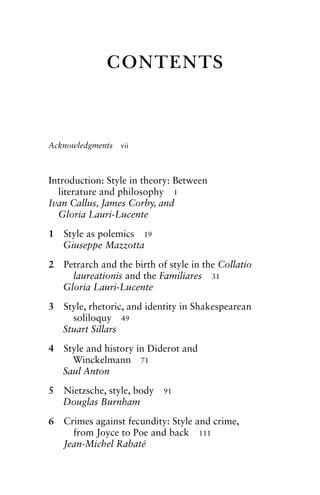 Style in theory between literature and philosophy Callus | PDF