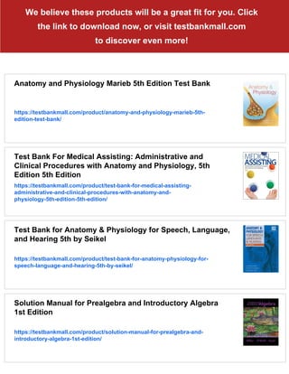 Test Bank for Anatomy and Physiology, 5th Edition: Gunstream | PDF