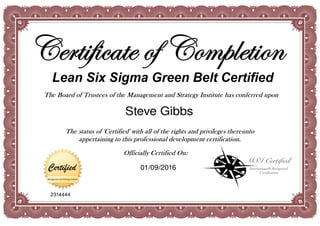 Green Belt Certificate
