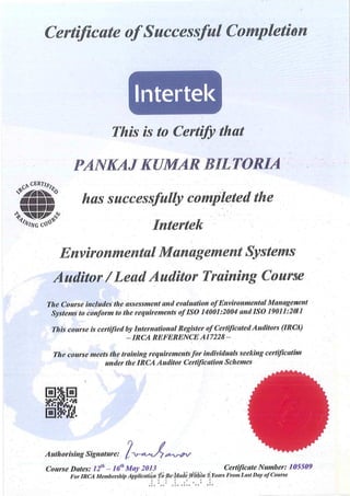 ISO 14001 LEAD AUDITOR