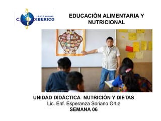 EDUCACIÓN ALIMENTARIA Y
NUTRICIONAL
UNIDAD DIDÁCTICA: NUTRICIÓN Y DIETAS
Lic. Enf. Esperanza Soriano Ortiz
SEMANA 06
 