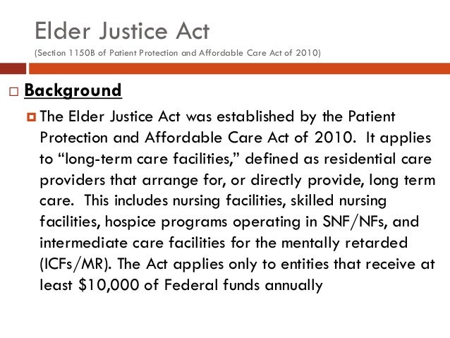 Analysis Of The Elder Justice Act