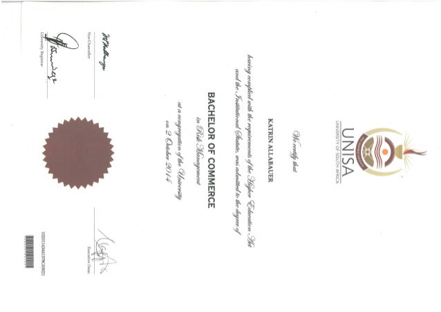 UNISA BCOM Certificate