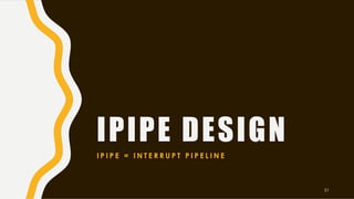 IPIPE DESIGN
I P I P E = I N T E R R U P T P I P E L I N E
51
 