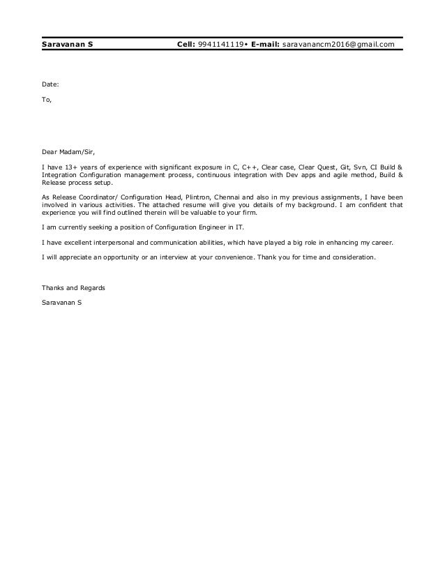 dear madam sir cover letter