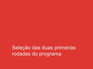 Seleção das duas primeiras
rodadas do programa
 