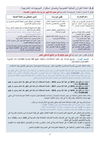 27
:‫االعرصْاء‬ ‫تٖزا‬ ِٞ‫اىفالؼ‬ ٜ‫ٍٗر٘عط‬ ‫فغاس‬ ‫ذَرٞغ‬ ‫ٍ٘افيح‬ ‫ٍغ‬ ،‫اىنثاس‬ ِٞٞ‫اىفالؼ‬ ِٝ‫ىيَغرصَش‬ ‫تاىْغثح‬ ٜ‫اىنشٝث‬ ‫االػفاء‬ ‫ؼزف‬
‫سهن‬ ‫رؾون‬ ٖ‫الز‬ ٓ‫جش‬ ‫ال‬ ‫الضساػ٘خ‬ ‫الوغزـالد‬ ‫هي‬ ‫الوزؤر٘خ‬ ‫الذخْل‬ ٔ‫ّػل‬ ٓ‫جش‬ ‫ال‬ ‫اللالؽ٘خ‬ ‫الؾشكبد‬ ٔ‫ػل‬ ‫رذسٗغ٘ب‬ ‫النشٗجخ‬ ‫كشك‬
‫ٗلْم‬ ‫هؼبهالد‬5.000.000،ٌٕ‫دس‬‫الطبثغ‬ ‫راد‬ ٓ‫األخش‬ ‫ّالٌؾبهبد‬ ‫ّالوزْعطخ‬ ٓ‫القـش‬ ‫الضساػ٘خ‬ ‫الوغزـالد‬ ‫ّاػلبء‬
،‫الغوق‬ ‫ُزا‬ ‫ػي‬ ‫ٗول‬ ٌْٕ‫الغ‬ ‫هؼبهالرِب‬ ‫سهن‬ ‫كبى‬ ‫ارا‬ ،‫دائوخ‬ ‫ّثقلخ‬ ‫كل٘ب‬ ،ٖ‫الضساػ‬‫رلك‬ ّٖ‫ك‬ ‫الغبه٘خ‬ ‫٘خ‬ ‫الول‬ ‫للزْعِبد‬ ‫رلؼ٘ال‬
:ٖ‫الزبل‬ ٌٖ‫الضه‬ ‫الجشًبهظ‬ ‫ّكن‬ ،‫الغجبٗبد‬ ‫ؽْل‬ ‫الْهٌ٘خ‬ ‫الوٌبظشح‬ ‫ّلزْف٘بد‬ ‫الؼشػ‬ ‫خطبة‬
‫َناَر‬ ‫ةاتح‬ ‫من‬ ‫ابتداء‬4102‫غاَة‬ ً‫ال‬20‫دَسمبر‬4107‫َاوق‬ ‫أو‬ ٌ‫َساو‬ ‫أعمال‬ ‫را‬ ‫قق‬ ‫ت‬ ٍ‫الت‬ ‫الزراعَة‬ ‫للمستغالت‬ ‫بالنسبة‬ ،
27.111.111‫؛‬ ‫درهما‬
‫َناَر‬ ‫ةاتح‬ ‫من‬ ‫ابتداء‬4101‫غاَة‬ ً‫ال‬20‫دَسمبر‬4109‫َاوق‬ ‫أو‬ ٌ‫َساو‬ ‫أعمال‬ ‫را‬ ‫قق‬ ‫ت‬ ٍ‫الت‬ ‫الزراعَة‬ ‫للمستغالت‬ ‫بالنسبة‬ ،
41.111.111‫؛‬ ‫درهما‬
‫َناَر‬ ‫ةاتح‬ ‫من‬ ‫ابتداء‬4104‫غاَة‬ ً‫ال‬20‫دَسمبر‬4107‫َاوق‬ ‫أو‬ ٌ‫َساو‬ ‫أعمال‬ ‫را‬ ‫قق‬ ‫ت‬ ٍ‫الت‬ ‫الزراعَة‬ ‫للمستغالت‬ ‫بالنسبة‬ ،
01.111.111. ‫درهما‬
ٖٚ‫اّر‬ ٜ‫اىر‬ ‫ىيغْح‬ ‫اىَ٘اىٞح‬ ‫اىصالشح‬ ‫اىغْ٘اخ‬ ‫ه٘اه‬ ‫اإلمافٞح‬ ‫اىثْاءاخ‬ ٗ‫أ‬ ‫اىعذٝذج‬ ‫اىثْاءاخ‬ ‫اٝعاس‬ ٍِ ‫اىَرؤذٞح‬ ‫اىذخ٘ه‬ ‫اػفاء‬ ‫اىغاء‬
‫تْاإٕا‬ ‫فٖٞا‬ٌ‫تخق‬ ‫ٗاالؼرفاظ‬40‫اىعثائٞح‬ ‫اىْفقاخ‬ ‫ذشؽٞذ‬ ‫اهاس‬ ٜ‫ف‬ %.
: ‫خاله‬ ٍِ ‫ىي٘ػاء‬ ‫األٍصو‬ ‫تاىر٘عٞغ‬ ‫ٝرؼيق‬ ‫فَٞا‬ ‫خافح‬ ‫اىَنافح‬ ‫اىقَٞح‬ ٚ‫ػي‬ ‫اىنشٝثح‬ ‫افالغ‬
‫عؼشٗي‬ ٔ‫ػل‬ ‫الونبكخ‬ ‫الو٘وخ‬ ٔ‫ػل‬ ‫النشٗجخ‬ ‫أعؼبس‬ ‫اهزقبس‬10%ّ20‫؛‬ %
‫عؼش‬ ‫رطج٘ن‬10%‫لغؼش‬ ‫الخبمؼخ‬ ‫الخذهبد‬ ّ ‫الوٌزغبد‬ ‫ثؼل‬ ٔ‫ػل‬7%‫؛‬
‫عؼش‬ ‫رطج٘ن‬20%‫لغؼش‬ ‫الخبمؼخ‬ ‫الخذهبد‬ ّ ‫الوٌزغبد‬ ‫ثؼل‬ ٔ‫ػل‬14%‫؛‬
ٚ‫ػي‬ ‫اىنشٝثح‬ ‫اؼرغاب‬ ُٗ‫د‬ ‫اىغٞاساخ‬ ‫قَٞح‬ ٚ‫ػي‬ ‫ٝطثق‬ ،‫اىؼاىٞح‬ ‫اىقَٞح‬ ‫راخ‬ ‫ىيغٞاساخ‬ ‫األٗه‬ ‫اىرغعٞو‬ ٚ‫ػي‬ ٜ‫اماف‬ ‫ٗاظة‬ ‫اؼذاز‬
.‫اىَنافح‬ ‫اىقَٞح‬
ٜ‫ف‬ ‫اىنشٝثح‬ ٓ‫ىٖز‬ ‫اىخامؼح‬ ‫ىيؾشماخ‬ ‫تاىْغثح‬ ‫اىؾشماخ‬ ٚ‫ػي‬ ‫ىينشٝثح‬ ّٚ‫األد‬ ‫اىؽذ‬ ‫ٍثيغ‬ ‫ذؽذٝذ‬3000ٗ ،ٌٕ‫دس‬1500ٌٕ‫دس‬
‫اىذخو‬ ٚ‫ػي‬ ‫ىينشٝثح‬ ِٞ‫ىيخامؼ‬ ‫تاىْغثح‬‫؛‬
‫ْٝاٝش‬ ‫فاذػ‬ ٍِ ‫اترذاء‬ ٛ‫اىؽنش‬ ‫اىَذاس‬ ٜ‫ف‬ ‫اىَذسظح‬ ‫اىَثْٞح‬ ‫غٞش‬ ‫ىيؼقاساخ‬ ‫األٗه‬ ‫اىرف٘ٝد‬ ُ‫أ‬ ‫ذ٘مٞػ‬2013‫اىرف٘ٝد‬ ٍْٔ ‫ٝققذ‬
‫تؼ٘ك؛‬
.‫ٗاىخَ٘س‬ ‫اىَق٘ٝح‬ ‫اىَؾشٗتاخ‬ ٚ‫ػي‬ ‫اىَفشٗمح‬ ‫االعرٖالك‬ ٚ‫ػي‬ ‫اىذاخيٞح‬ ‫اىَن٘ط‬ ‫قَٞح‬ ٍِ ‫اىشفغ‬
: ‫الموارد‬ ‫سَن‬ ‫ت‬‫األٗى٘ٝح‬ ‫راخ‬ ‫ىيقطاػاخ‬ ‫تاىْغثح‬ ‫فقو‬ ‫ػيٖٞا‬ ‫ٗاإلتقاء‬ ‫االعرصْاءاخ‬ ‫ؼزف‬ ‫ػثش‬ ‫اى٘ػاء‬ ‫ذ٘عٞغ‬
.‫ٗاالظرَاػٞح‬ ‫االقرقادٝح‬
2.2: ‫َة‬ ‫الخار‬ ‫ودات‬ ‫المو‬ ‫استقرار‬ ‫وضمان‬ ‫اللمومَة‬ ‫للمالَة‬ ‫التوازن‬ ‫اعادة‬
2.4.4‫المَزانَة‬ ‫ز‬ ‫ع‬ ‫خاض‬‫دود‬ ٍ‫ة‬2,7‫الخا‬ ٍ‫الداخل‬ ‫الناتج‬ ‫من‬ %
1..4.4‫َة‬ ‫الخار‬ ‫ودات‬ ‫المو‬ ‫استقرار‬ ‫ضمان‬‫دود‬ ٍ‫ة‬2‫الخدمات‬ ‫و‬ ‫السلع‬ ‫واردات‬ ‫من‬ ‫أشهر‬
‫اى٘اسداخ‬ ِْٞ‫ذق‬
‫اإلهوبس‬ ‫لوزولوؼو٘ول‬ ‫األّلوْٗوخ‬ ‫اػطبء‬
‫وخ‬‫و‬ٗ‫وب‬‫و‬‫وو‬‫و‬‫وؾ‬‫و‬‫ل‬ ٖ‫و‬‫و‬‫وو‬‫و‬٘‫و‬‫و‬‫وظ‬‫و‬ٌ‫و‬‫و‬‫وز‬‫و‬‫ّال‬ ٖ‫و‬‫و‬ًْ‫و‬‫و‬ً‫وب‬‫و‬‫وو‬‫و‬‫ال‬
‫؛‬ ‫الوغزِلك‬
‫هوؼوبٗو٘وش‬ ‫ّرطج٘ون‬ ‫رطْٗش‬ ‫هْافلخ‬
‫ّالغالهخ؛‬ ‫الغْدح‬
‫الوزؼلن‬ ‫الٌظبم‬ ‫رلؼ٘ل‬ ‫ّر٘شح‬ ‫رغشٗغ‬
‫الوغزْسدٗي؛‬ ‫ثْمؼ٘خ‬
‫اؿوشام‬ ‫ػولو٘وبد‬ ‫هؾبسثخ‬ ‫هْافلخ‬
ّ ‫الوزوِوشٗوت‬ ّ ‫الوـشث٘خ‬ ‫األعْام‬
‫ػوٌوذ‬ ‫الولوْارو٘وش‬ ‫ه٘وووخ‬ ‫هي‬ ‫الزول٘ـ‬
.‫االعز٘شاد‬
‫اىقادساخ‬ ٌ‫دػ‬
‫خوالل‬ ‫هوي‬ ٕ‫الزقوذٗوش‬ ‫الؼشك‬ ‫دػن‬
‫ووظ‬‫و‬‫ووشاه‬‫و‬‫ث‬ ‫ووبص‬‫و‬‫ووغ‬‫و‬ً‫ا‬ ‫ووشح‬‫و‬٘‫وو‬‫و‬‫ّر‬ ‫ووغ‬‫و‬ٗ‫ووش‬‫و‬‫رغ‬
‫رقوذٗوش‬ ‫هوـوشة‬ ‫اعزوشارو٘وغو٘وخ‬
: ‫ػجش‬
‫اكزؾبؿ‬250‫ثوشًوبهوظ‬ /‫هوبّلخ‬
‫الزقذٗش؛‬ ‫أعل‬ ‫هي‬ ‫الزذه٘ن‬
‫رْه٘غ‬100‫خوبؿ‬ ‫ثشًبهظ‬ /‫ػوذ‬
‫القبدساد؛‬ ‫رٌو٘خ‬ ‫ثؼوْد‬
‫رؤع٘ظ‬15/‫لولوزوقوذٗوش‬ ‫ارؾبدا‬
‫الزقذٗش؛‬ ‫ارؾبداد‬ ‫دػن‬ ‫ثشًبهظ‬
‫ْٗي‬ ‫ر‬580‫ثوشًوبهوظ‬ / ‫ؽخقب‬
ٖ‫كو‬ ‫ولوبءاد‬ ‫الو‬ ‫روْٗوخ‬ ّ ‫ْٗي‬ ‫الز‬
.‫الذّل٘خ‬ ‫الزغبسح‬ ‫هغبل‬
‫اىقؼثح‬ ‫اىؼَيح‬ ٍِ ٜ‫اؼرٞاه‬ ٍِٞ‫ذؤ‬
‫هوي‬ ‫الوووٌوْػ‬ ًٖ‫االئزوب‬ ‫للخو‬ ‫الوـشة‬ ‫اعزؾوبم‬ ٔ‫ػل‬ ‫الؾلبظ‬
‫الذّلٖ؛‬ ‫الٌوذ‬ ‫فٌذّم‬ ‫هشف‬
‫سإٗوخ‬ ‫أُوذاف‬ ‫رؾوو٘ون‬ ‫أعل‬ ‫هي‬ ‫الغ٘بؽ٘خ‬ ‫االعزشار٘غ٘خ‬ ‫رلؼ٘ل‬
2020‫اإلهبس‬ ‫ُزا‬ ٖ‫ّك‬ ،‫سفذ‬ ‫رن‬50‫الوشعون‬ ‫ؽق٘لخ‬ ‫هي‬ %
‫لولوبئوذح‬ ‫الغ٘بؽوخ‬ ‫ّاًؼبػ‬ ‫للزنبهي‬ ‫الوؾذس‬ ْٕ‫الغ‬‫وزوت‬ ‫الووو‬
‫للغ٘بؽخ‬ ٖ‫الوـشث‬ ٌٖ‫الْه‬‫؛‬
: ‫ثبلخبسط‬ ‫الوو٘و٘ي‬ ‫الوـبسثخ‬ ‫ّهْاكجخ‬ ‫دػن‬
‫ثِن؛‬ ‫الخبؿ‬ ‫االعزضوبس‬ ‫دػن‬ ‫فٌذّم‬ ‫اًؼبػ‬
‫اإلداسح‬ ْٓ‫هغوزو‬ ٔ‫ػولو‬ ‫للوبئوذروِون‬ ‫الوزخزح‬ ‫اإلعشاءاد‬ ‫رؼضٗض‬
.‫الؼوبسٗخ‬ ‫ّالوؾبكظخ‬ ‫النشٗج٘خ‬
‫لولوغو٘وبعوبد‬ ‫ًوبعوغ‬ ‫روْٗل‬ ‫لنوبى‬ ‫الخبسع٘خ‬ ‫الزوْٗالد‬ ‫رؼجئخ‬
‫هوغ‬ ‫الوْهؼخ‬ ‫االرلبه٘بد‬ ‫اهبس‬ ٖ‫ك‬ ‫رلك‬ ّ ،‫الوطبػ٘خ‬ ّ ‫ل٘خ‬ ِ٘‫ال‬
.‫الذّل٘خ‬ ّ ‫الؼشث٘خ‬ ‫الوبل٘خ‬ ‫الوئعغبد‬
 