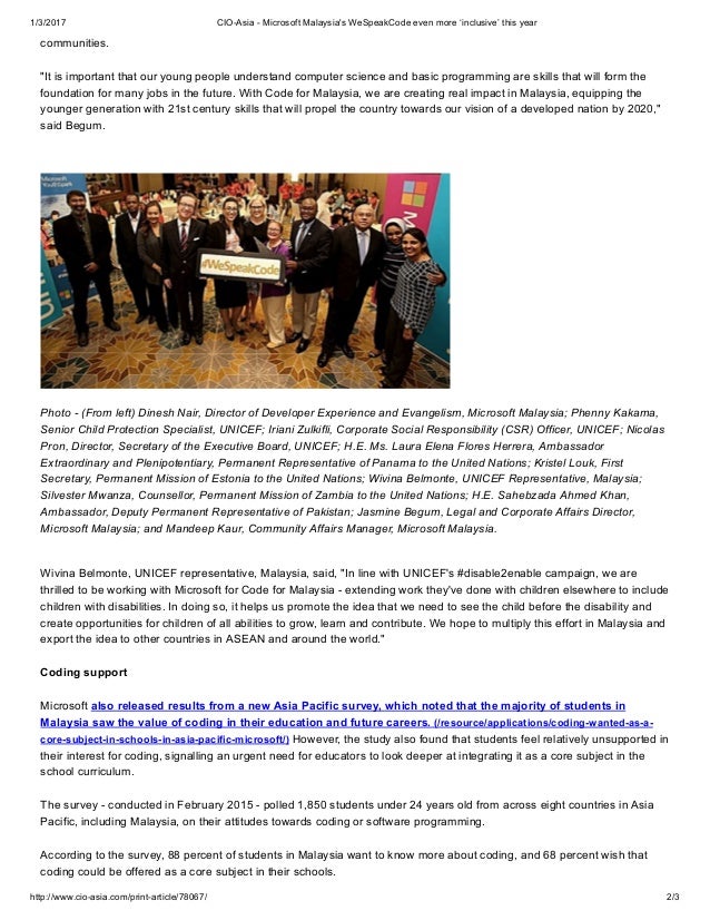 Cio Asia Microsoft Malaysia S Wespeakcode Even More Inclusive Thi