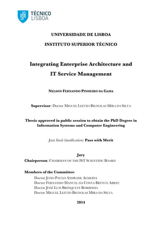 Thesis Nelson Gama - Integrating EA and ITSM