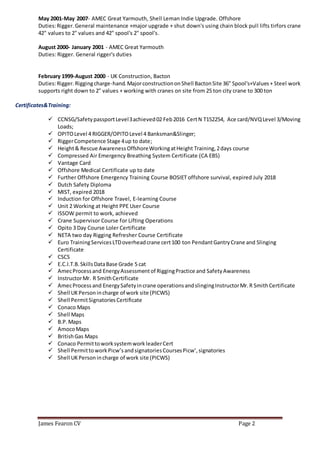 Rigger_NVQ 3_OPITO 4_CV_JFearon_July2016 | PDF