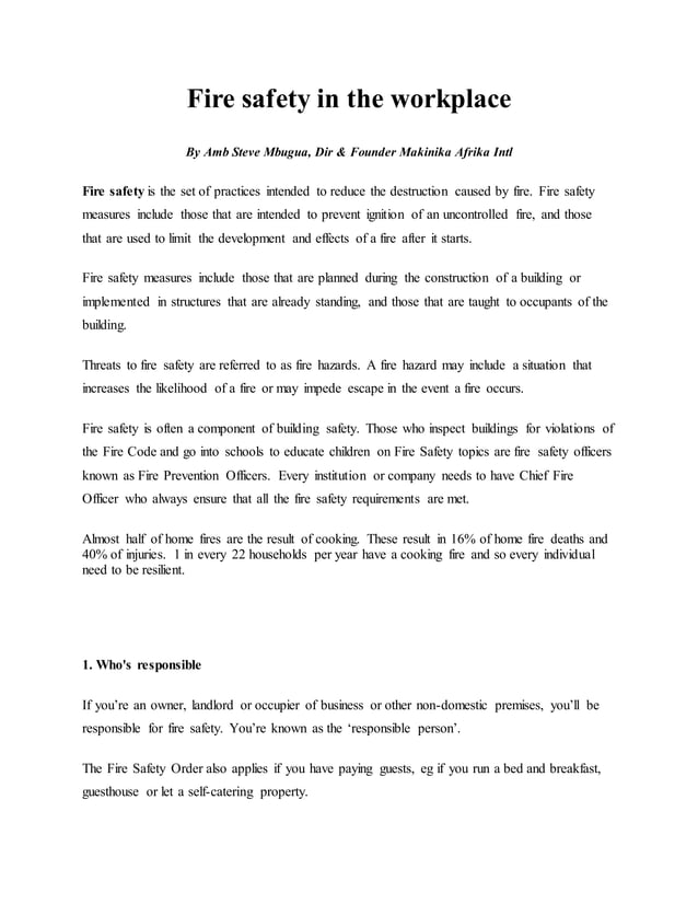 Fire safety in the workplace PDF