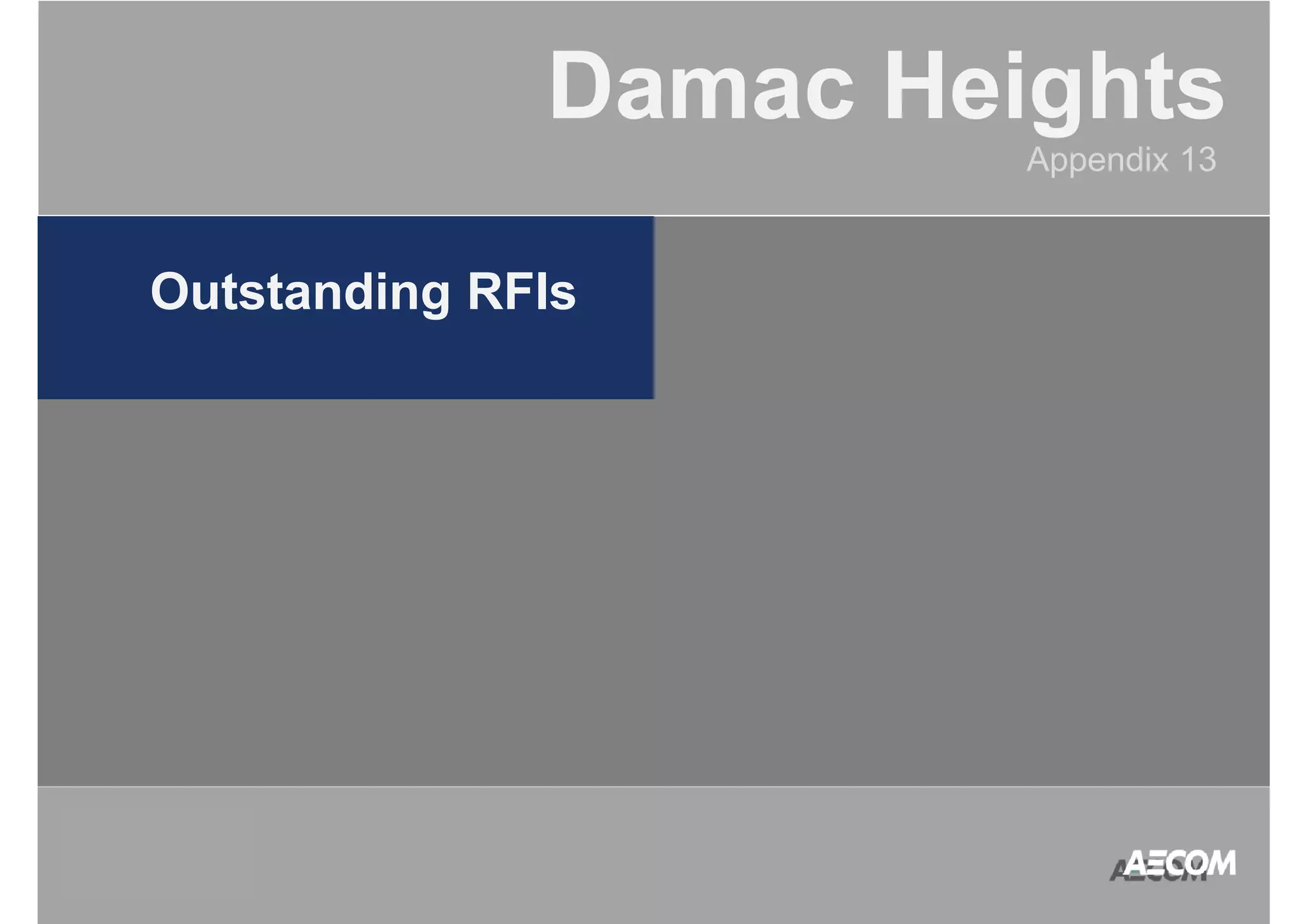 QATAR 
ACCOUNT 
MANAGEMENT 
PROGRAM 
Damac Heights 
Appendix 13 
Outstanding RFIs 
 