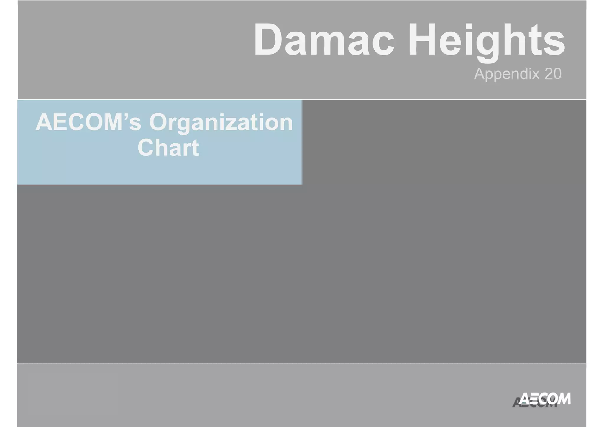 QATAR 
ACCOUNT 
MANAGEMENT 
PROGRAM 
Damac Heights 
Appendix 20 
AECOM’s Organization 
Chart 
 