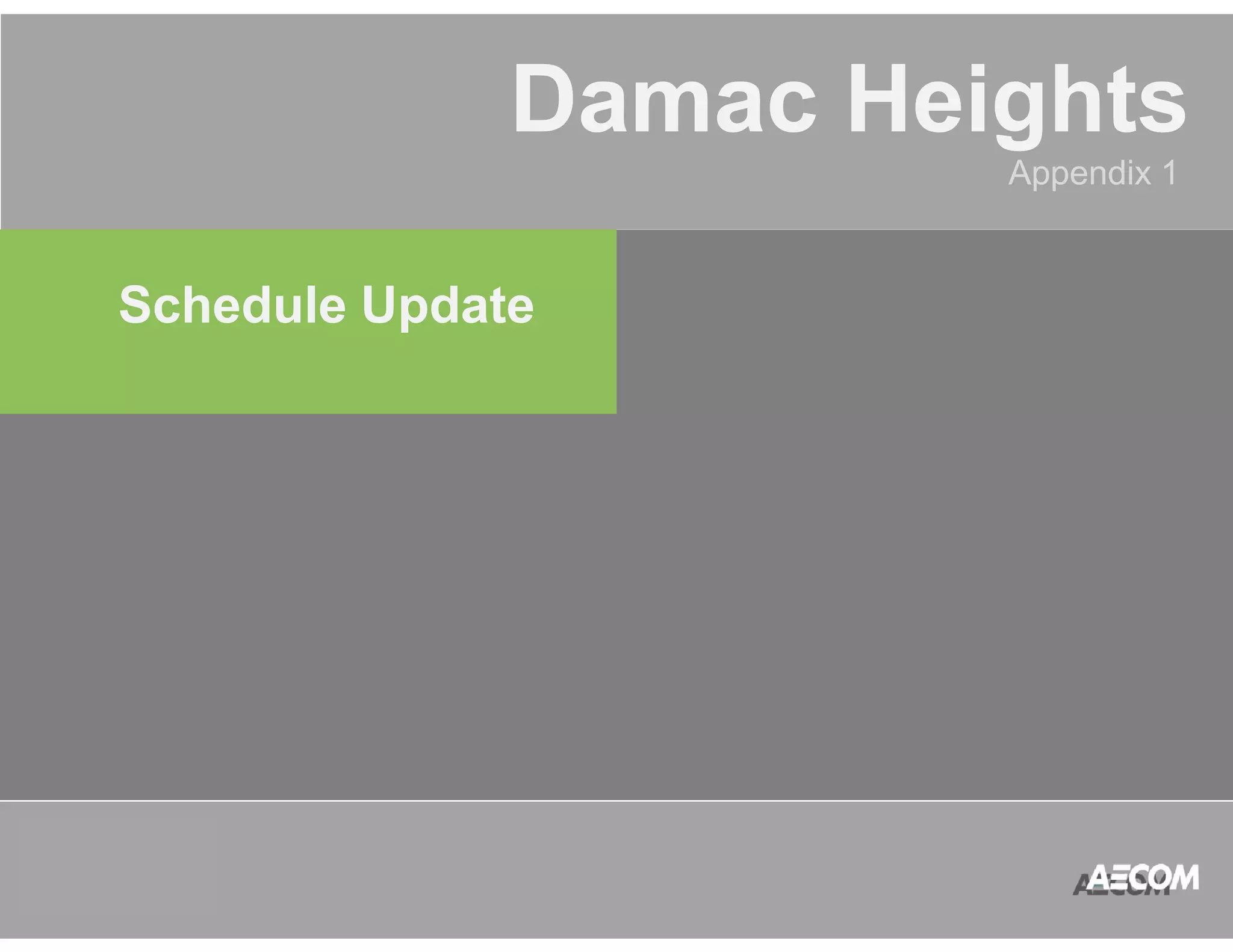 QATAR 
ACCOUNT 
MANAGEMENT 
PROGRAM 
Damac Heights 
Appendix 1 
Schedule Update 
 