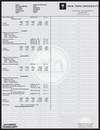 NYU Official Transcript | PDF
