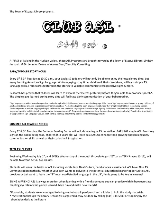 ASL PROGRAM INFO pdf | PDF