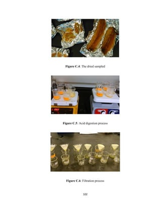 102
Figure C.4: The dried sampled
Figure C.5: Acid digestion process
Figure C.6: Filtration process
 